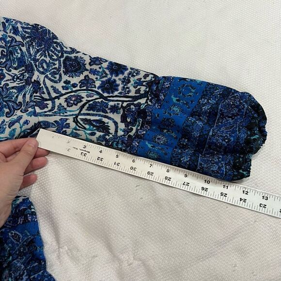 Collective Concepts Blue White‎ Print V Neck Tunic - Picture 7 of 8